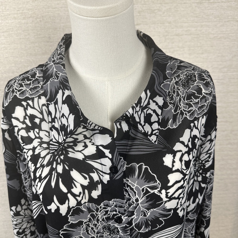 Sheer Floral Bell Sleeve Blouse Artsy Boho Lagenlook Layering Top 22/24 - Picture 4 of 11